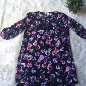 Black and floral shift dress